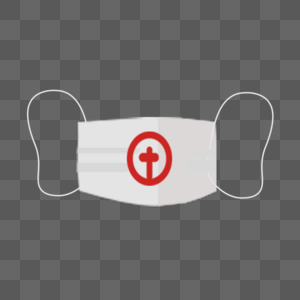 红色十字标志卡通口罩图片