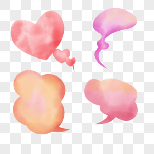 爱心粉色渐变水彩气泡对话框图片