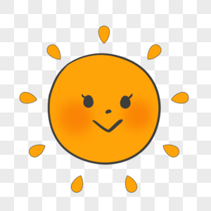 腼腆微笑的橘黄色太阳图片