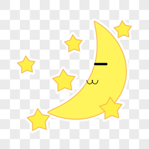 夜晚明亮的黄色月亮和星星图片