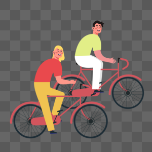 情人节两人骑自行车郊游插画图片