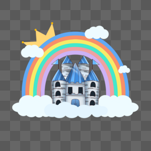蓝色彩虹城堡卡通图片