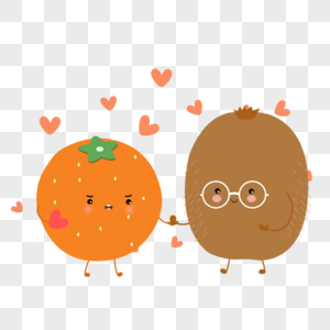 情人节卡通橙子猕猴桃圆润爱情甜蜜图片