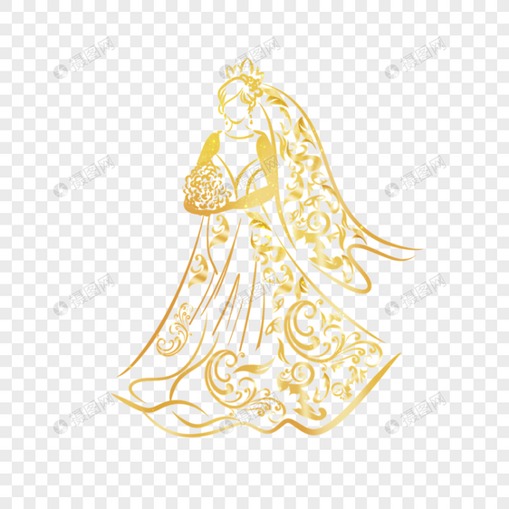 新娘抽象金色婚纱长裙纹理图片