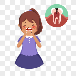 儿童牙痛蛀牙紫色套装裙图片