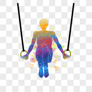 吊环体操运动员抽象彩色高清图片