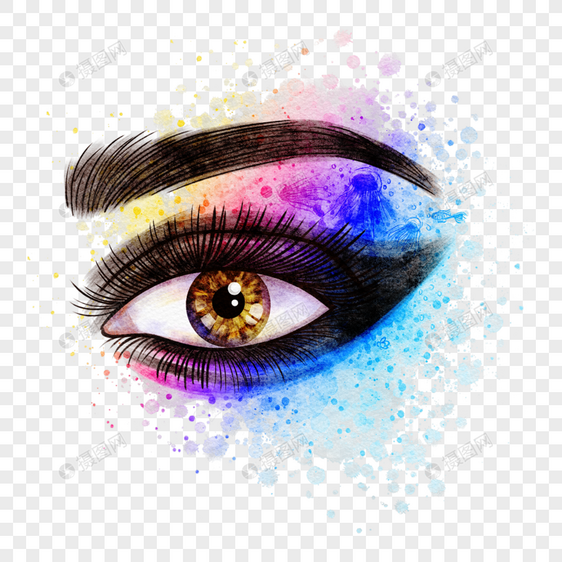 女眼睛抽象墨迹水墨风格图片