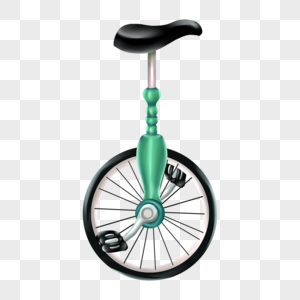 独轮车单轮绿色脚踏车图片