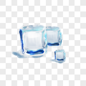 冰块融化蓝色透明写实图片