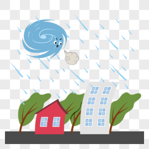 台风灾害插画图片