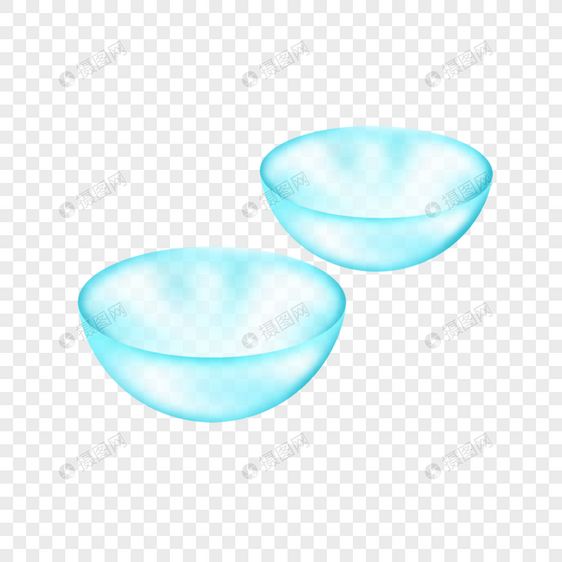 隐形眼镜角膜接触镜写实半球形浅蓝色透明图片