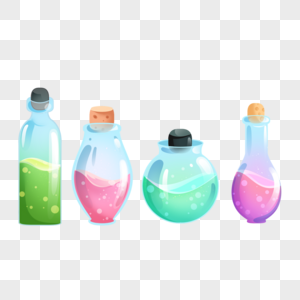 魔法药水彩色神秘瓶子插图高清图片