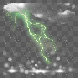 雷雨天气绿色光效抽象图片