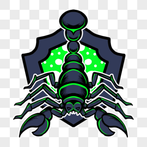 蝎子吉祥物波普风格绿色图片