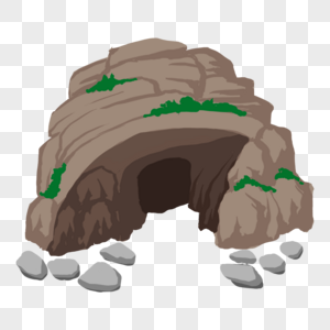 洞口自然风景石头插画图片