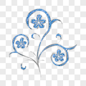 花卉蓝色水晶亮片图案图片