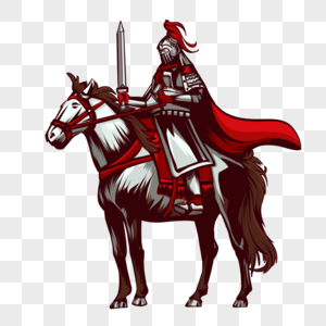 贵族士兵红色盔甲卡通高清图片