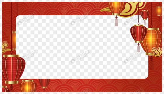 春节新年喜庆的红色几何边框图片