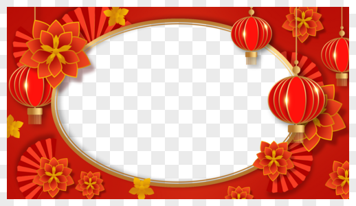 春节红色新年几何喜庆边框图片