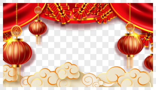春节红色喜庆灯笼边框图片