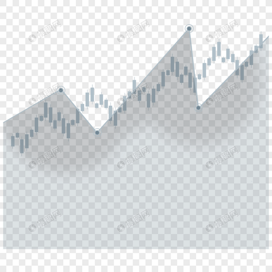 股票k线图上升趋势市场灰色渐变蜡烛图图片