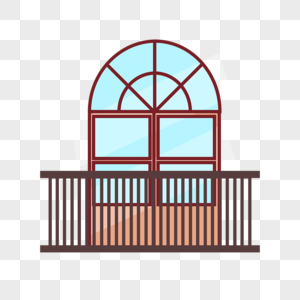 阳台栏杆窗户扁平风格图片