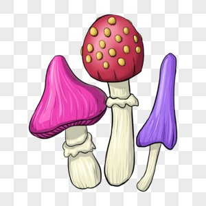 蘑菇漫画风彩色菌类植物图片