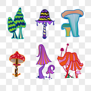 条纹蘑菇彩色迷幻图片