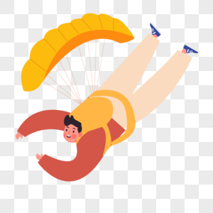 跳伞运动人物橙色滑翔伞图片