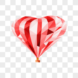 热气球低聚风格红色图片