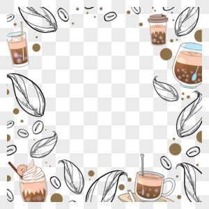 咖啡边框树叶褐色图片