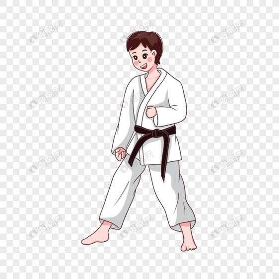 男生跆拳道白衣服卡通图片图片