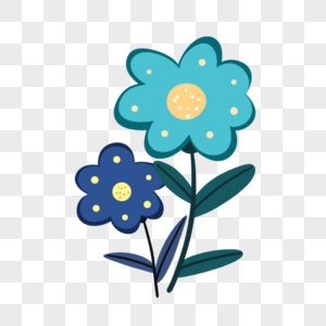 花植物蓝色卡通绘画图片图片