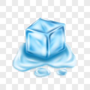 冰块立方体蓝色写实风格融化冰块图片