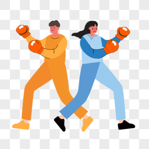 拳击运动黄蓝服装人物插画图片