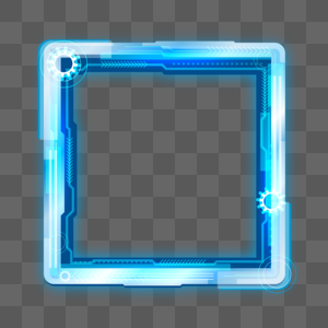 方形蓝色光效科技边框图片
