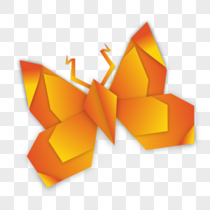 蝴蝶折纸橙色渐变手工立体图案图片