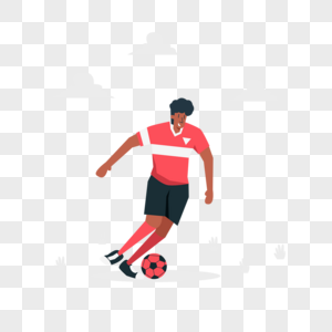 足球运动员带球奔跑比赛插画高清图片