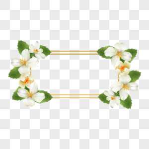 茉莉花卉水彩长方形边框图片