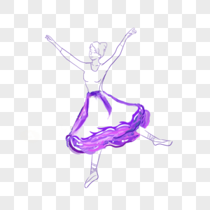 芭蕾舞水彩紫色裙子女孩图片