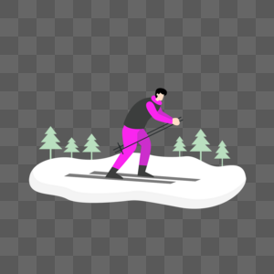 雪地滑雪比赛扁平风格插画图片