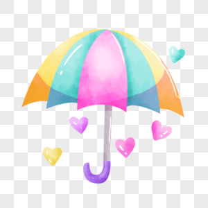 彩色可爱卡通水彩雨伞图片