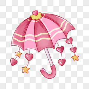 雨伞爱心星星挂饰卡通水彩图案图片