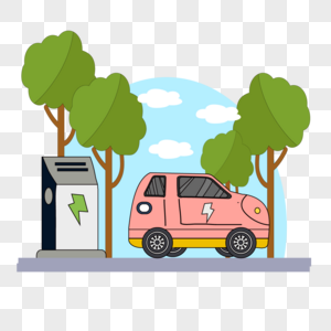 电动汽车概念插画绿色充电能源图片