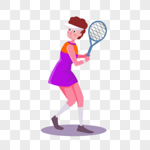 网球比赛运动概念插画戴帽子打网球的女孩图片