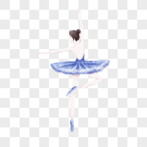 蓝色水彩芭蕾舞演员图片