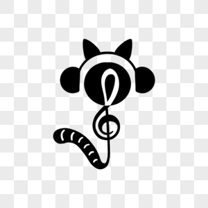 乐符变形带耳机的猫图片