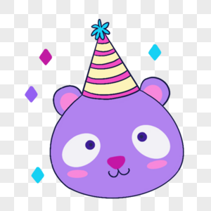 蓝紫色系生日组合可爱戴帽子小熊图片