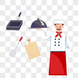 厨师餐具用品人物插图图片