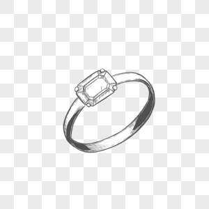 素描风格黑白订婚结婚钻石戒指高清图片